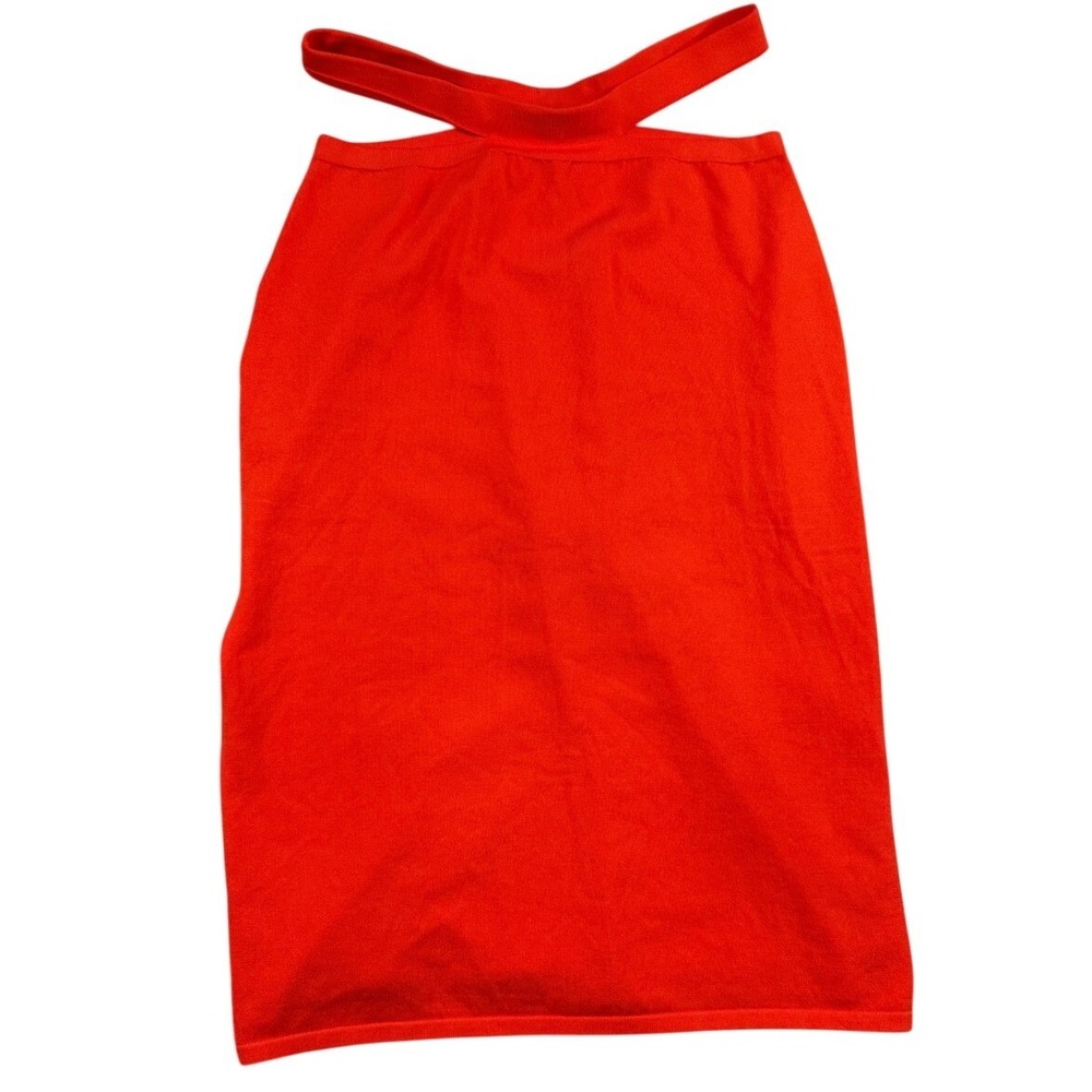 The Drop Womens Orange Red Knit Cutout Waist Midi Bodycon Skirt Size L